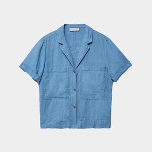 EVERLANE Linen Workwear Shirt in Blue